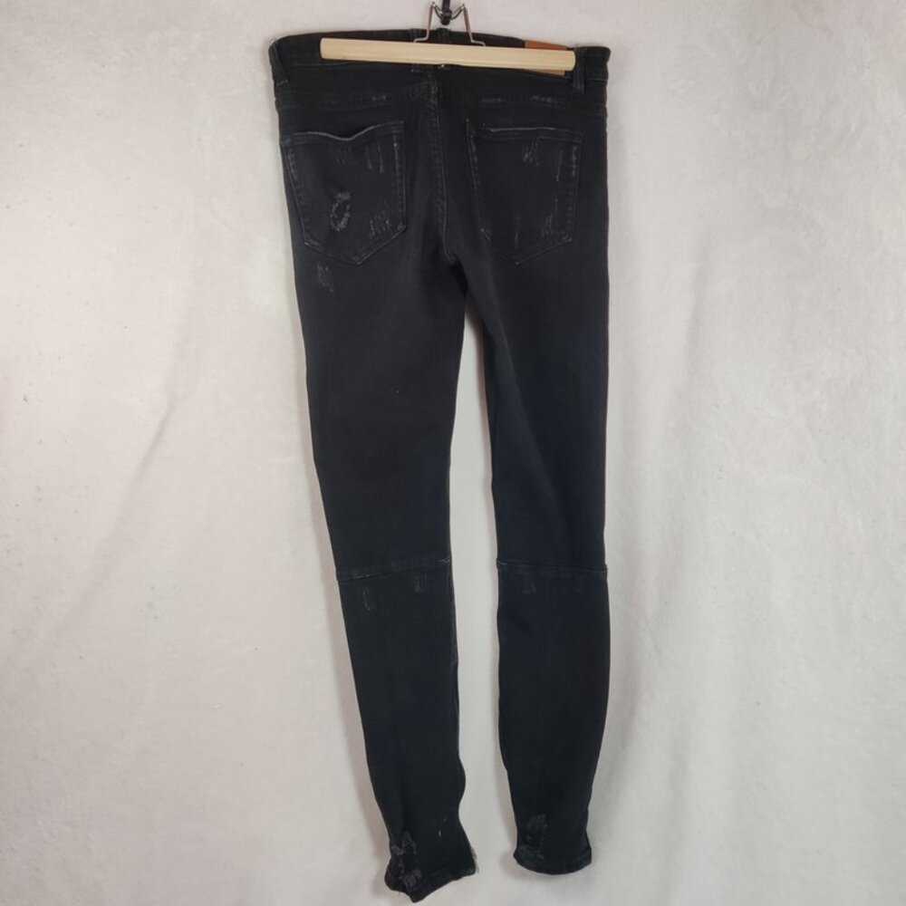 Crysp Denim Distressed Ripped Black Denim Jeans Men’s Size 32x31 Zippers Skinny
